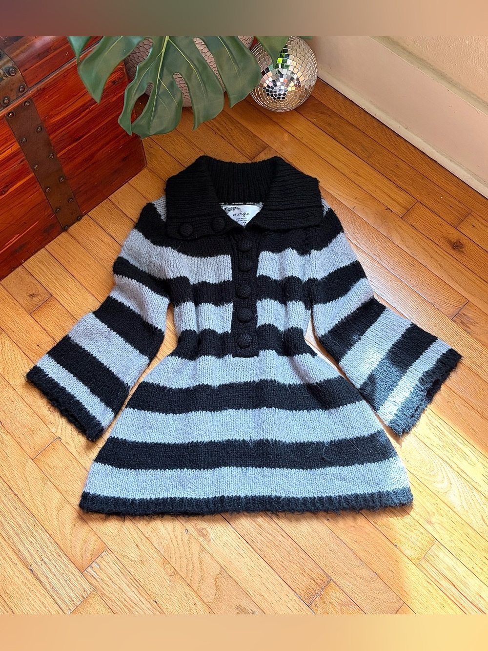 Grunge striped mallgoth Y2K punk indie sleaze gothic fall sweater dress